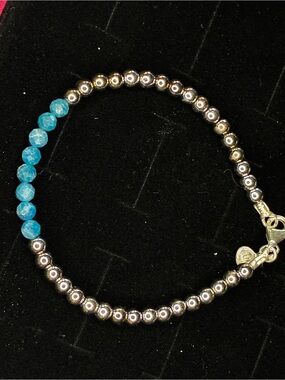 Silpada’s SterlingSilver Beaded Bracelet with Blue turquoise beads- new